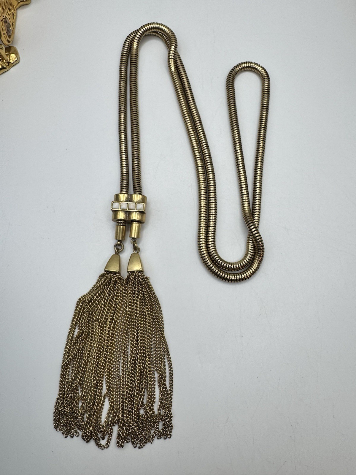 Stella & Dot Jacqueline Brazilian Chain Sliding Lariat Necklace w/Tassel