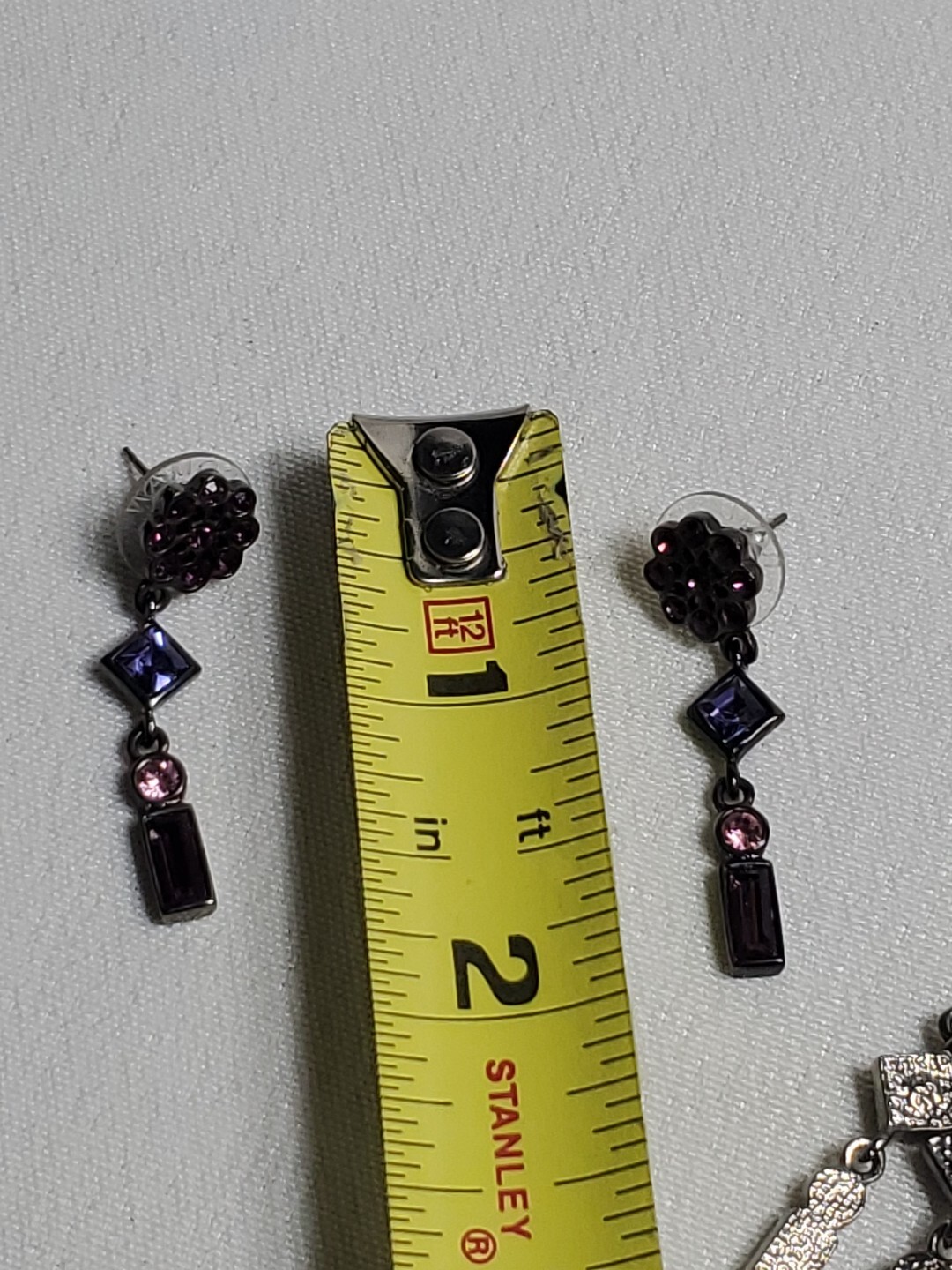 Roman Multicolor Necklace Earring Pinks & Purples Glass Bagettes
