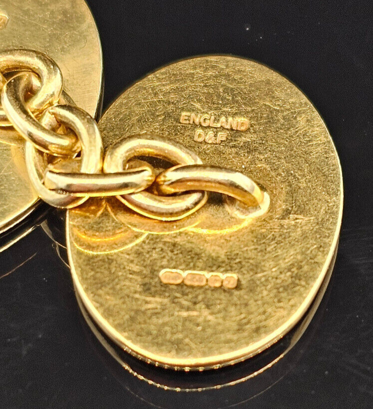 18K Gold Deakin & Francis AMERICAN FLAG and EAGLE Cufflinks Made in England