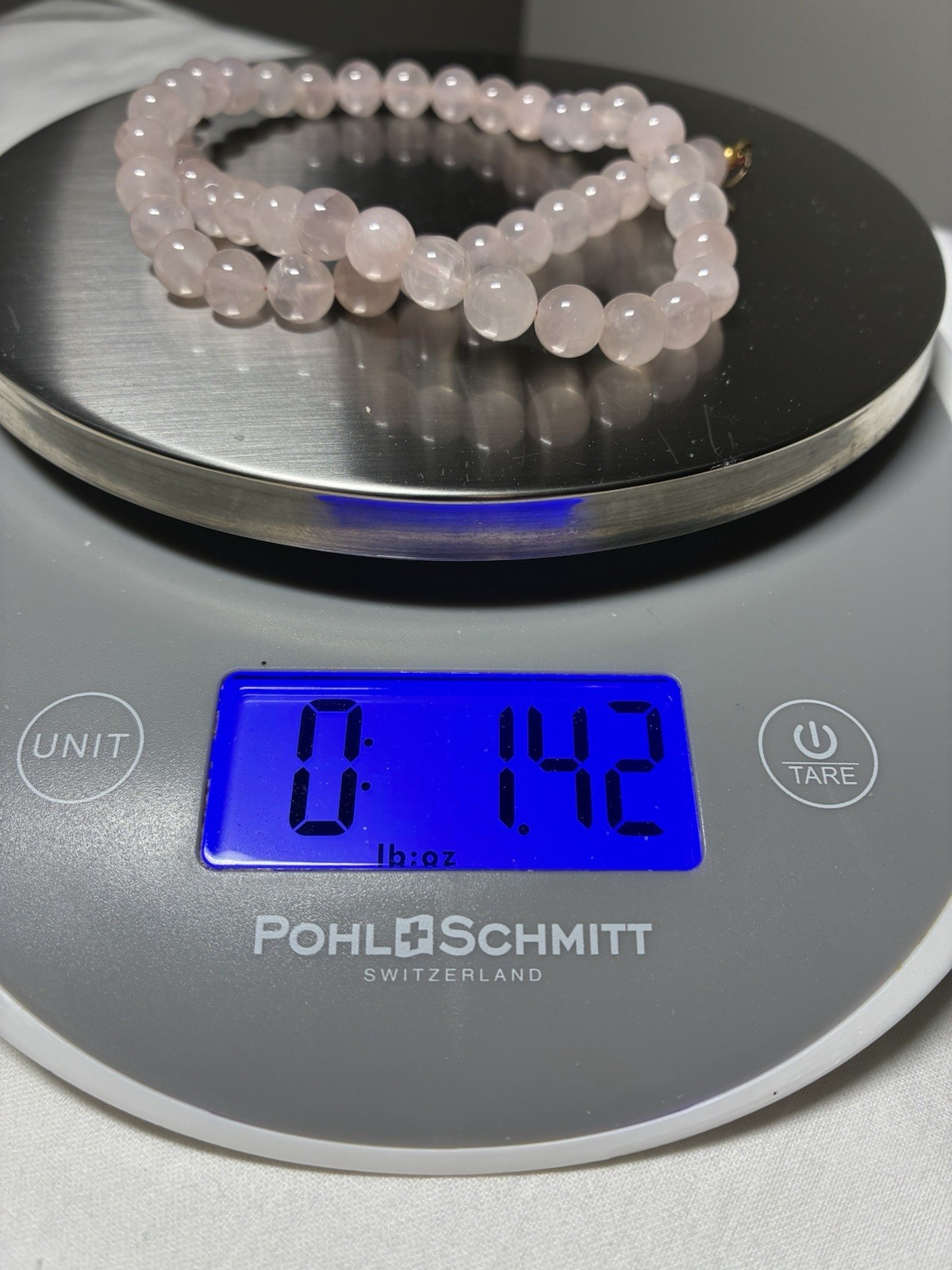 VTG Rose Quartz Bead Necklace Hand Knotted Genuine Pink Gemstone Choker S Clasp