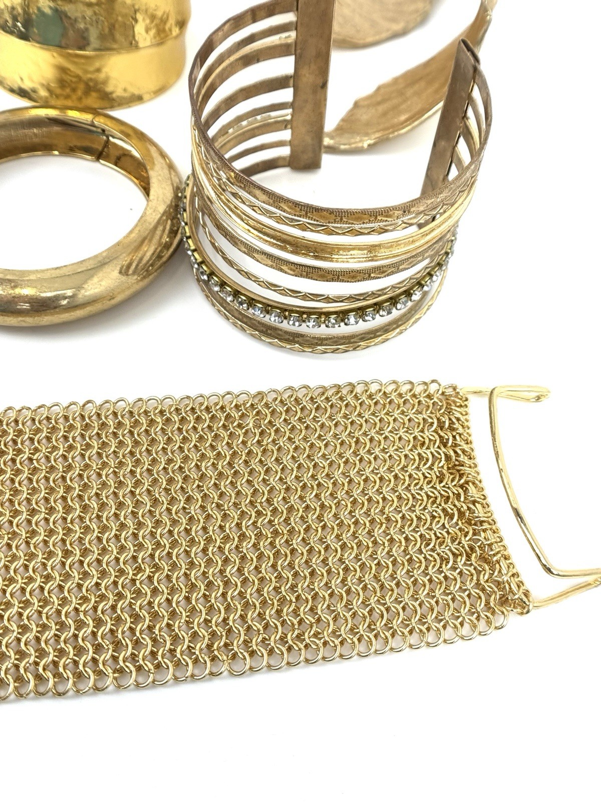 Vintage Gold Tone Bracelet Cuff Lot Of 11 Statement Bangles 1 Lb 9 Oz Mixed