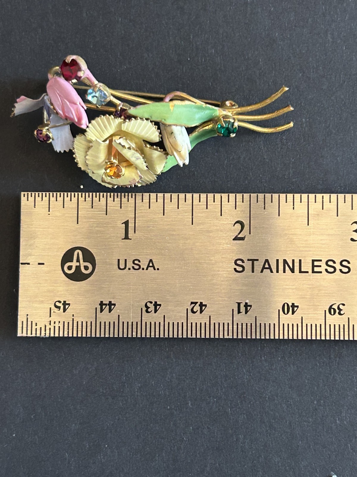 Vtg set of Austrian enamel floral pin & earrings