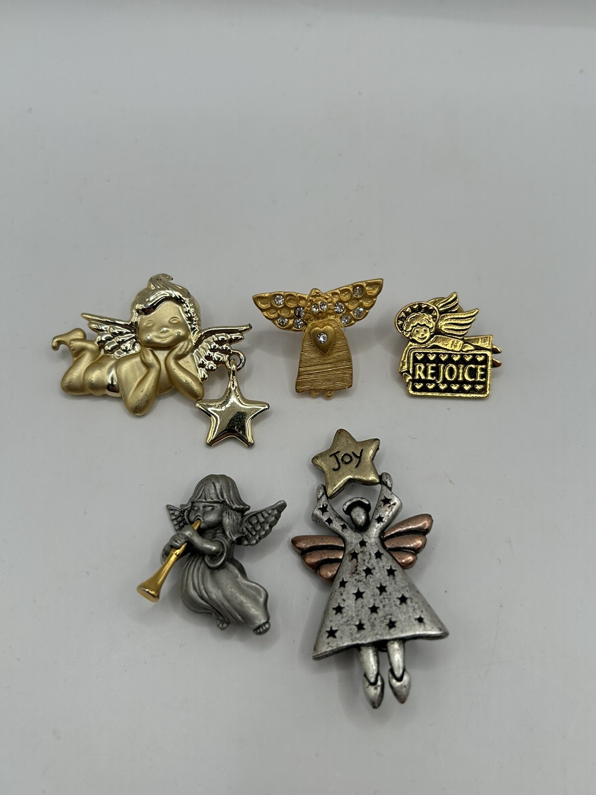 Vintage Angel Pin Brooch Lot – Gold Tone, Pewter, Daria, Norma Jean