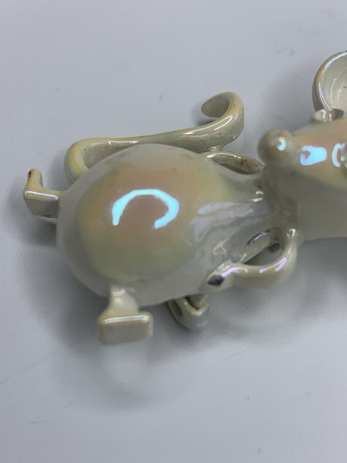 Vintage Gerrys Mouse With Pin Brooch Pearl Enamel Finish