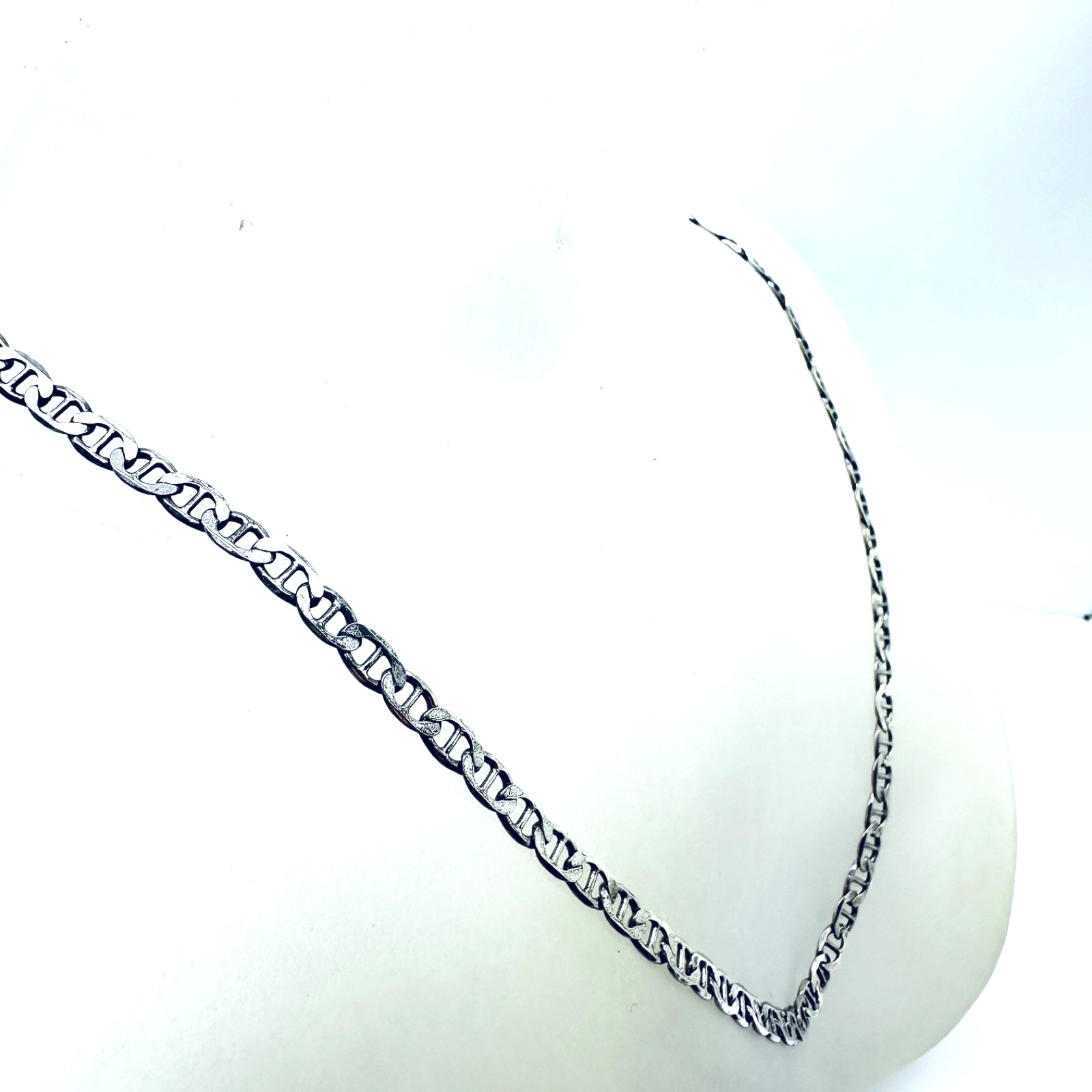 VINTAGE 925 STERLING SILVER MARINER LINK CHAIN NECKLACE 20 1/4″