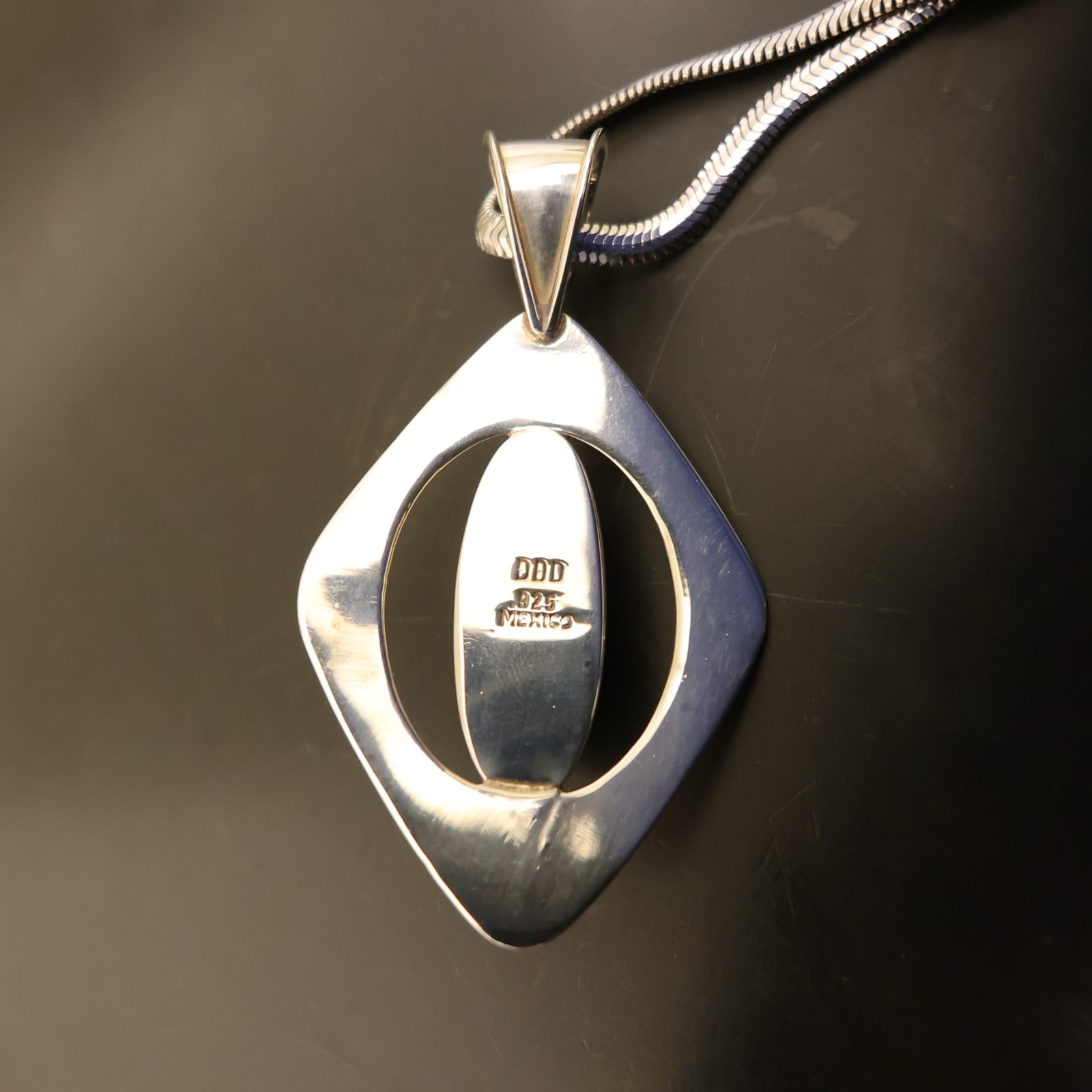 Dominique Dinouart pendant DDD malachite Milor 925 sterling silver omega chain