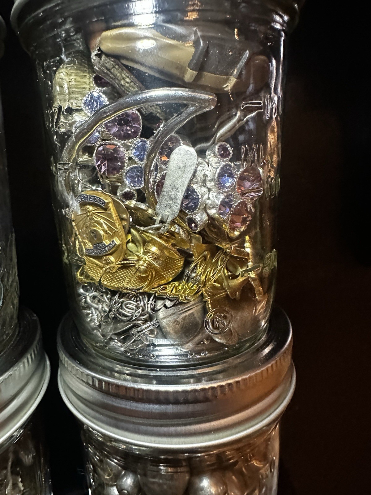 Mystery Jewelry Jar Lot Vintage/Modern Estate Mix Unsearched Gold/Silver Tone