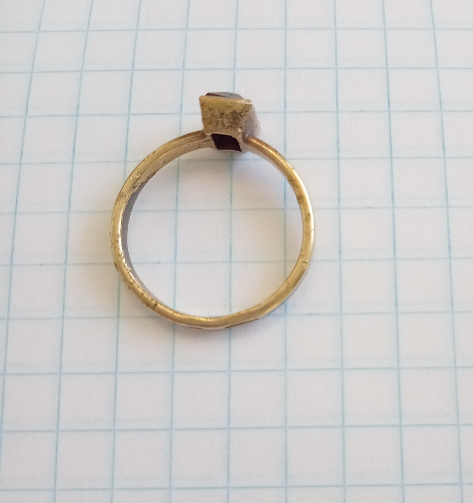Vintage Ring Red stone Gilt Silver 875 star USSR times Women’s Jewelry size 4.75