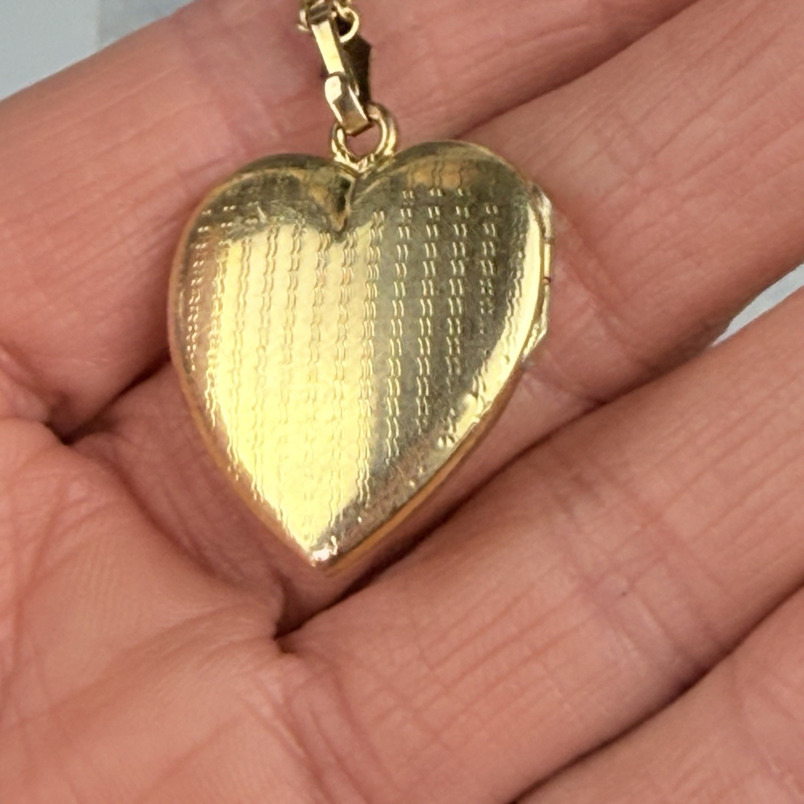 Antique Victorian Art Deco Gold Filled Diamond Heart Locket Pendant Necklace