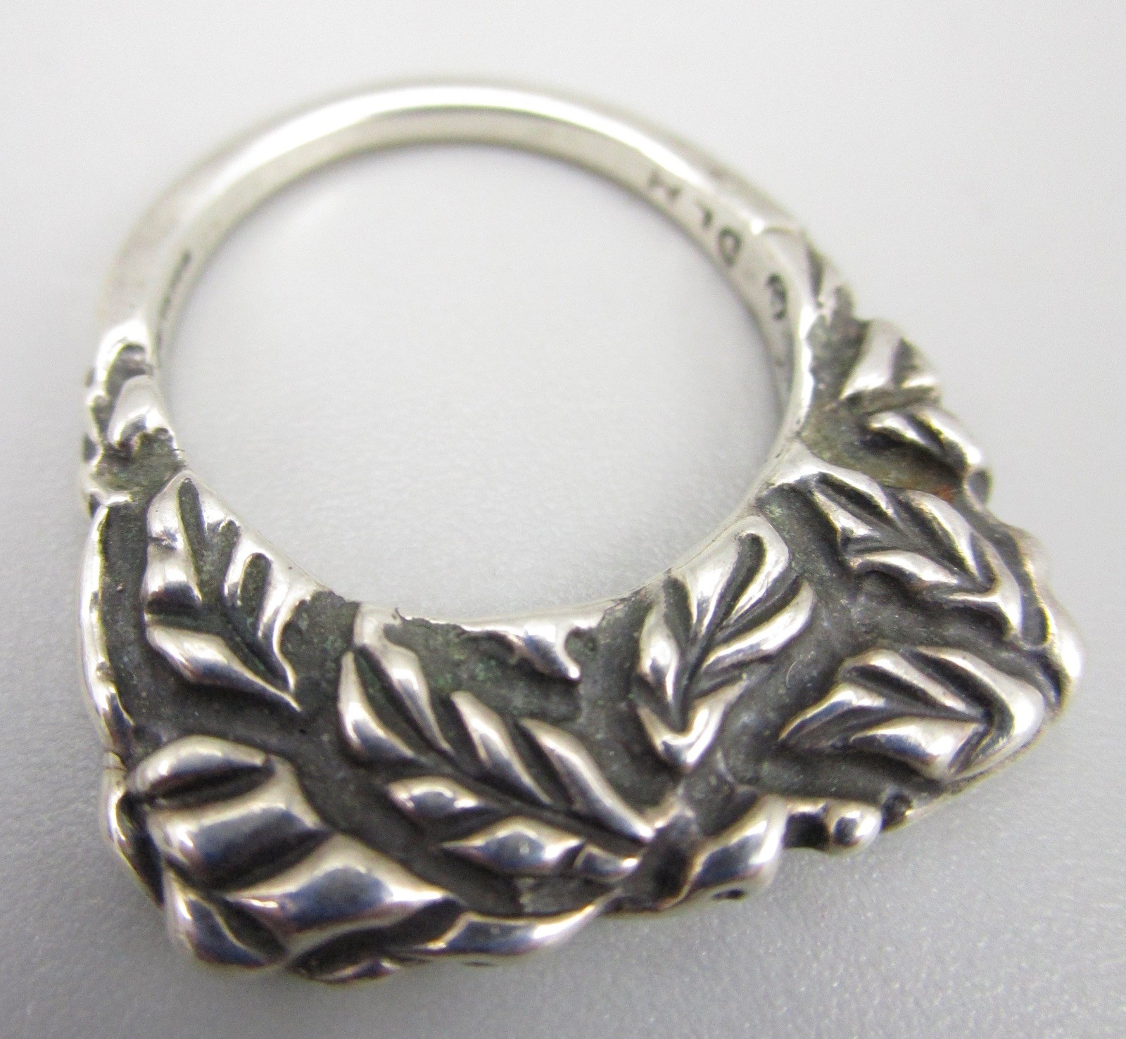 CLASSIC DIAN MALOUF STERLING LEAF DESIGN STACK RING GUARD SZ 6.5