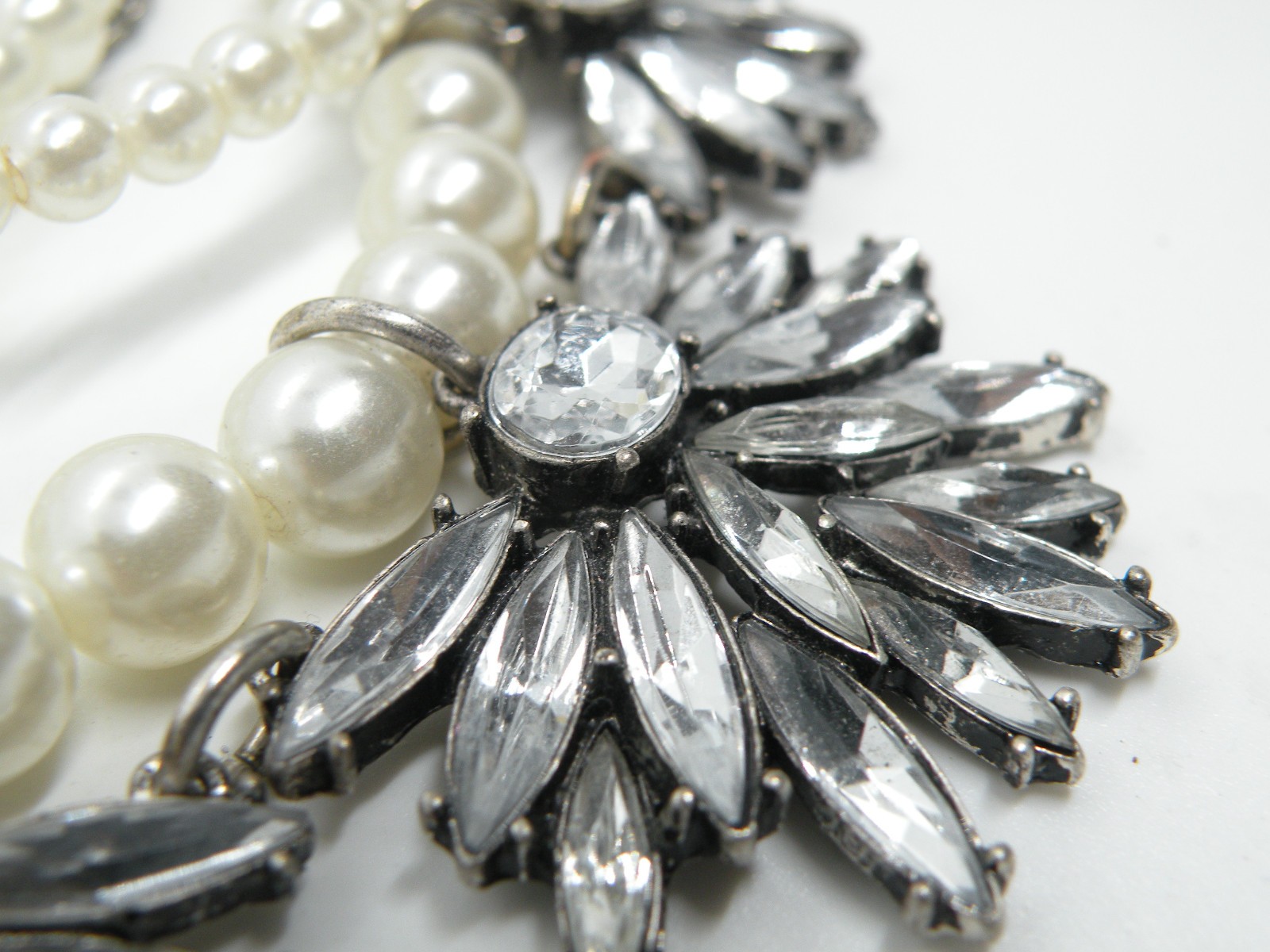 Sugarfix by Baublebar Faux Pearl Multistrand Silver Chunky Pendant Necklace 65b9