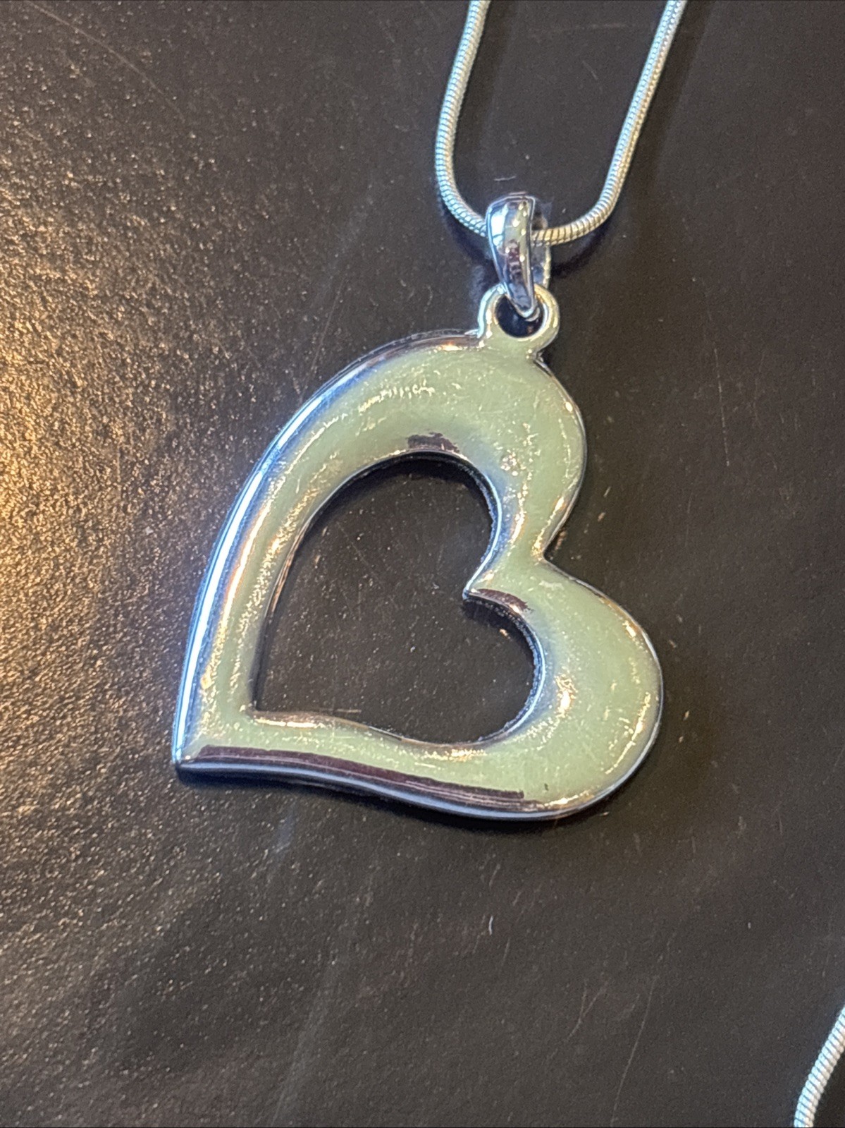Sterling Silver Chain Abalone Shell Heart Pendant Necklace Paua 24”