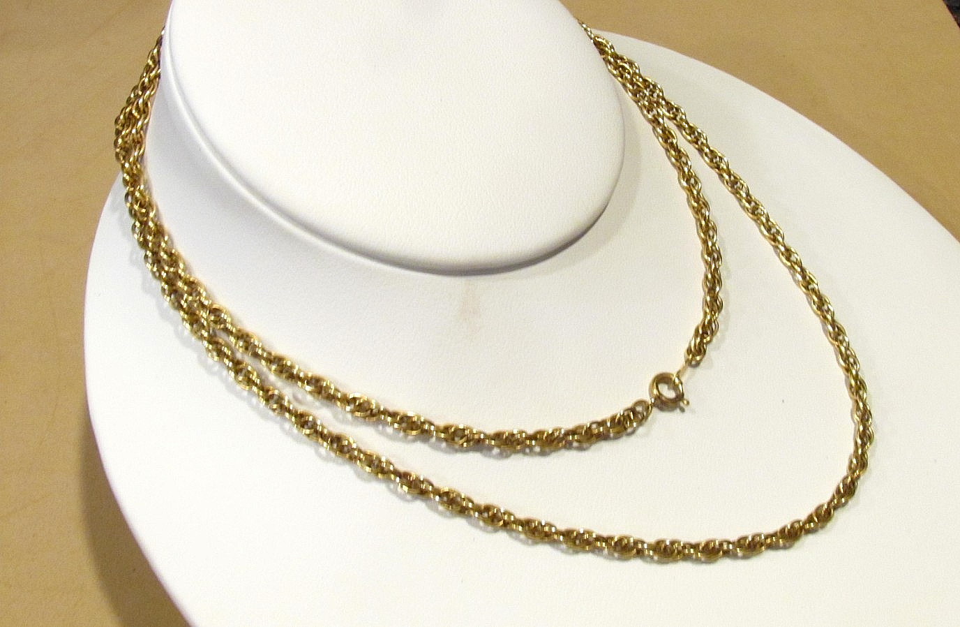 STUNNING! VTG 27.5” 12K GF Attleboro Co. (ACO) Rope Chain Necklace 13.13g~3.4mm