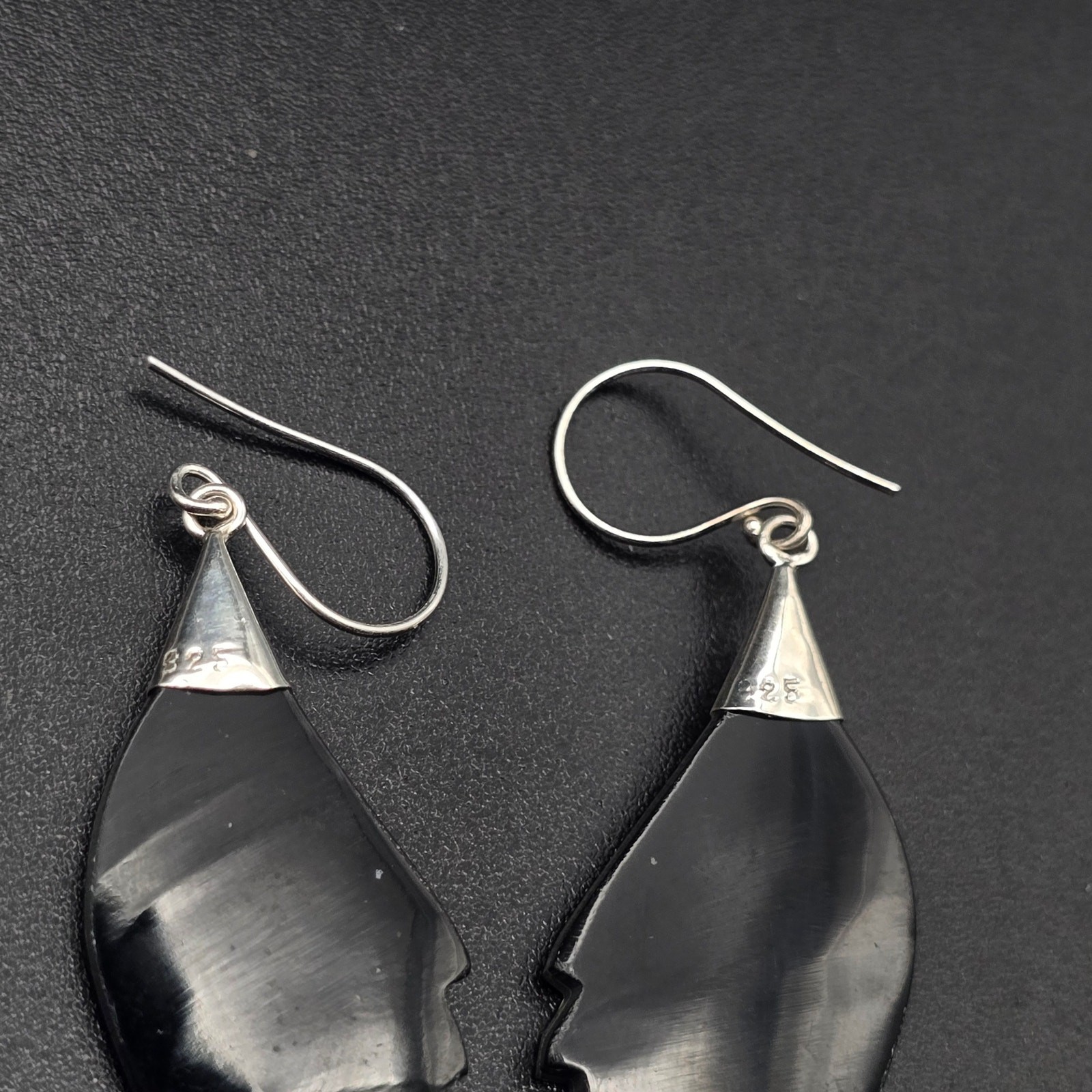 Sterling Silver Paua Abalone Shell Feather Earrings 925 Pierced