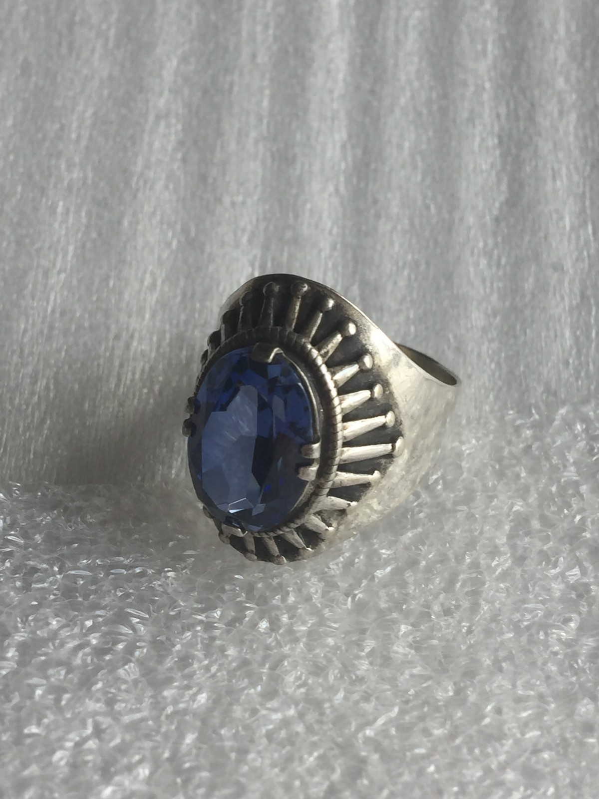 Rings Russian Soviet Silver 875 star Topaz (laborat glass) Kostroma vintage USSR