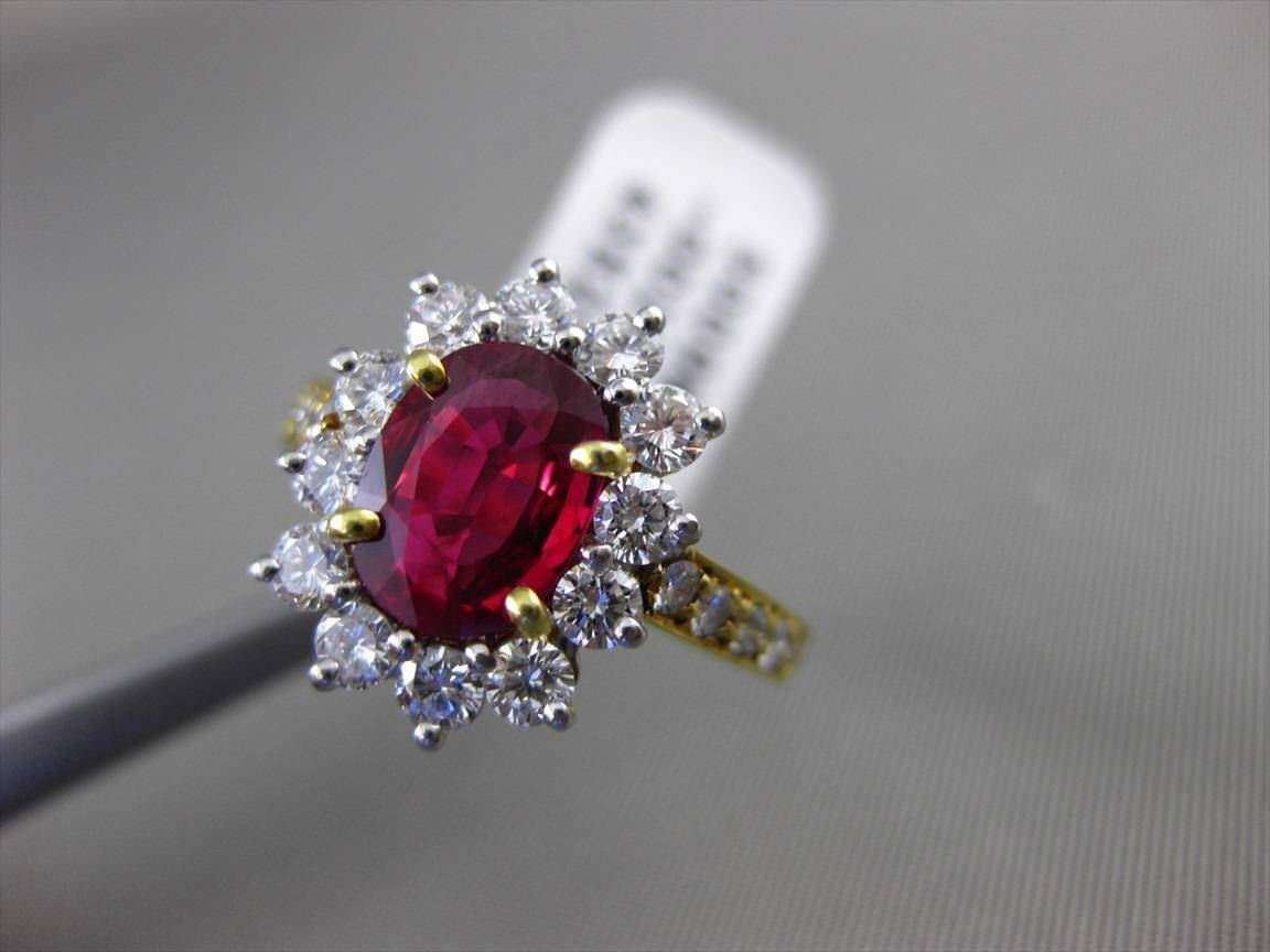 ESTATE 1.99CT DIAMOND & AAA RUBY PLATINUM 18KT Y GOLD ENGAGEMENT RING E/F VVS-VS