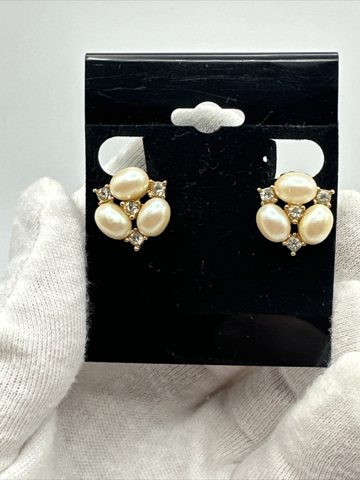 Vintage Amazing Earrings RICHELIEU Faux Pearl Crystals #750
