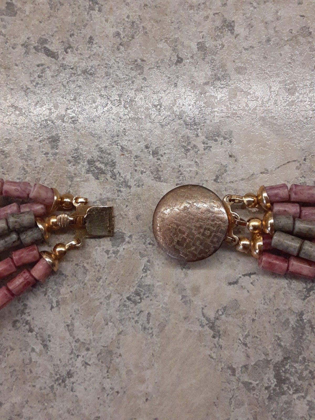 6 Strand 28″ Heishi Bead Look Necklace Earthtones Vintage