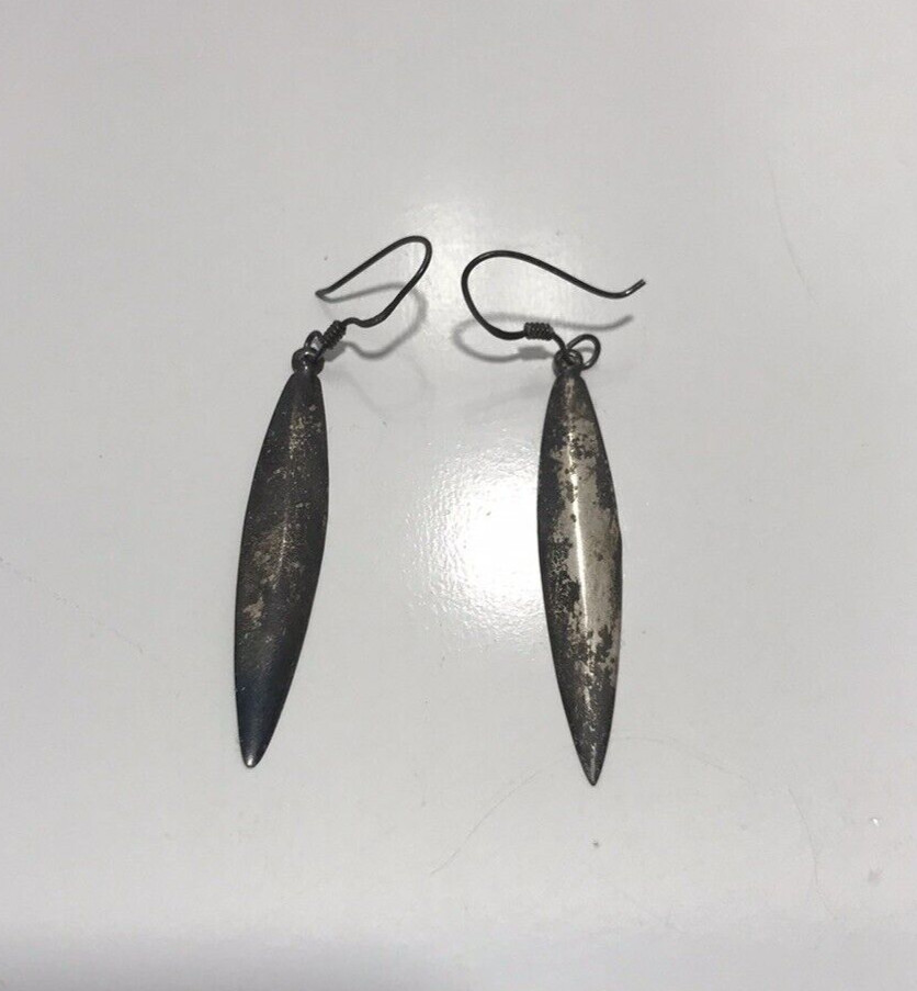 CW Vintage Sterling Silver Long Dangle Earrings 2.7 Grams