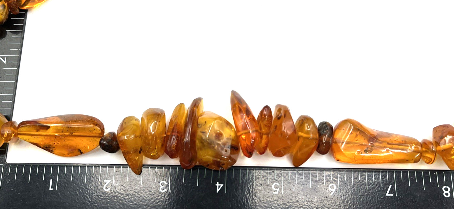 Baltic Honey Cognac Amber Chunky Bead Necklace 32″ Vintage