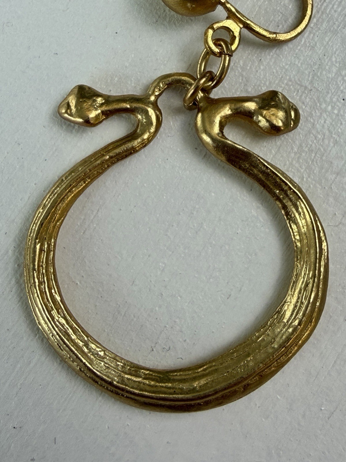 RARE Vintage Alva Museum Replicas Serpent Hoop Earrings Gold Tone VTG