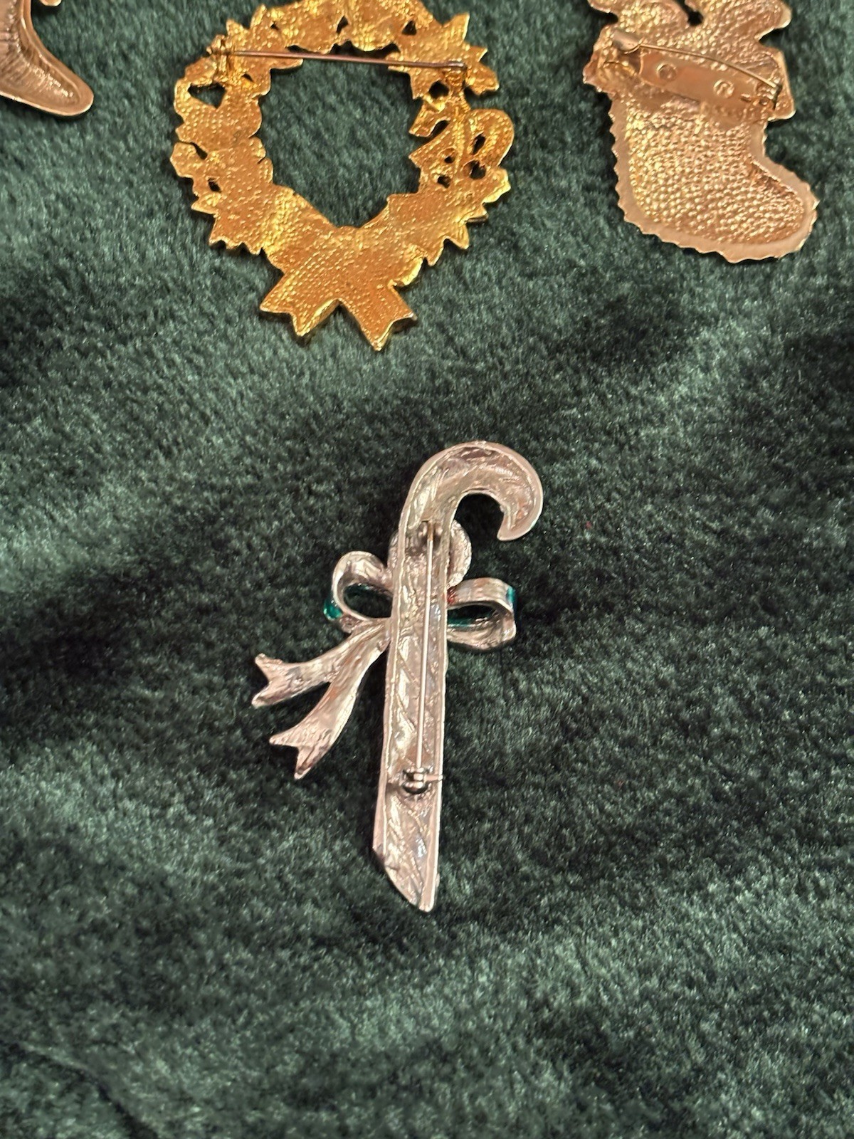 Vtg Collection Of 9 Christmas Pin/Brooches Gold Plate Enamel Fun World Plastic