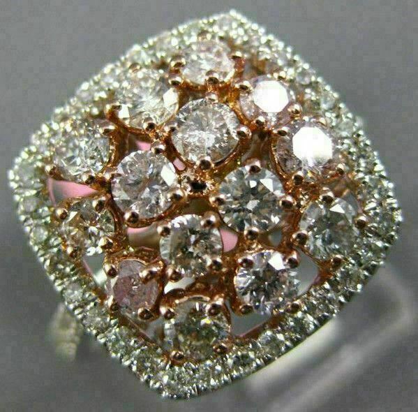 ESTATE 1.24CT WHITE & PINK DIAMOND 18K WHITE & ROSE GOLD SQUARE ANNIVERSARY RING