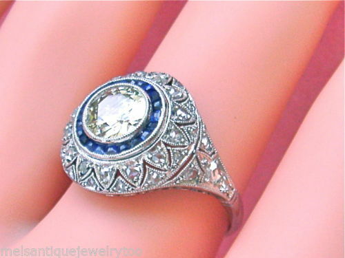 1.65Ct White Round Bezel CZ Art Deco Engagement Ring In 925 Sterling Silver