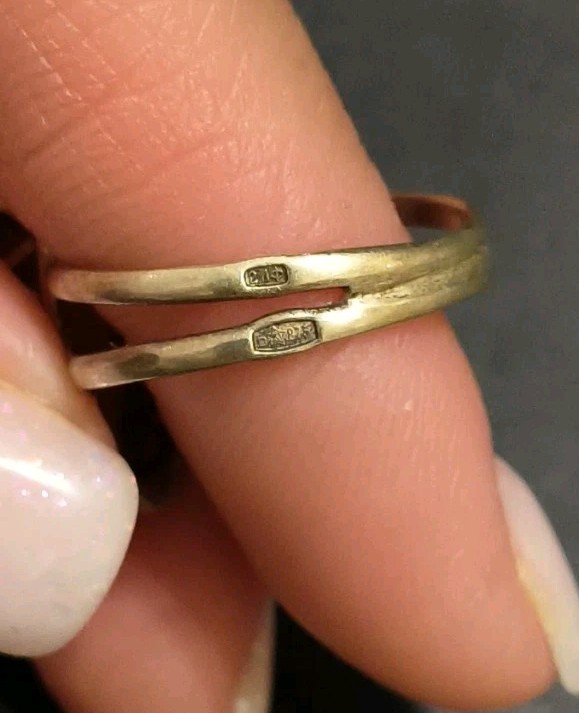 Vintage Gilt Silver Engagement Ring 875 soviet Women’s Jewelry