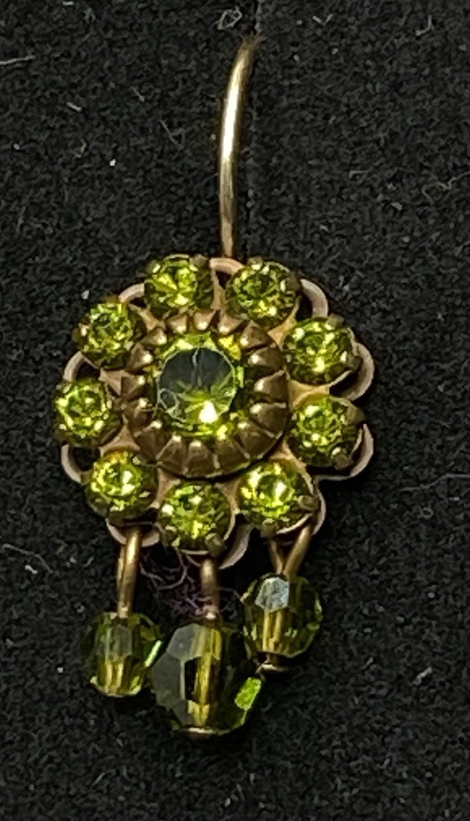 VTG Signed Liz Palacios Lime Green Swarovski Crystal Earrings W/ Lever Closure