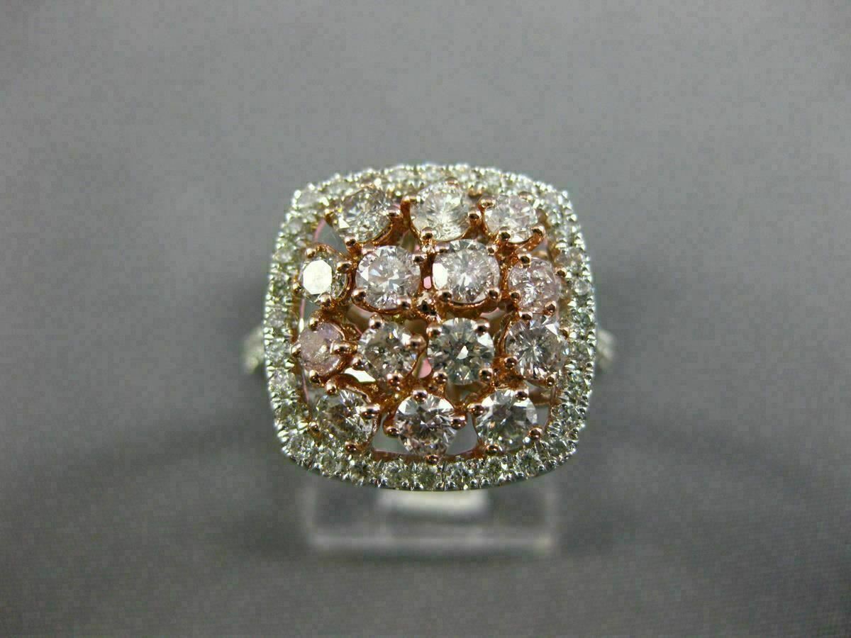 ESTATE 1.24CT WHITE & PINK DIAMOND 18K WHITE & ROSE GOLD SQUARE ANNIVERSARY RING