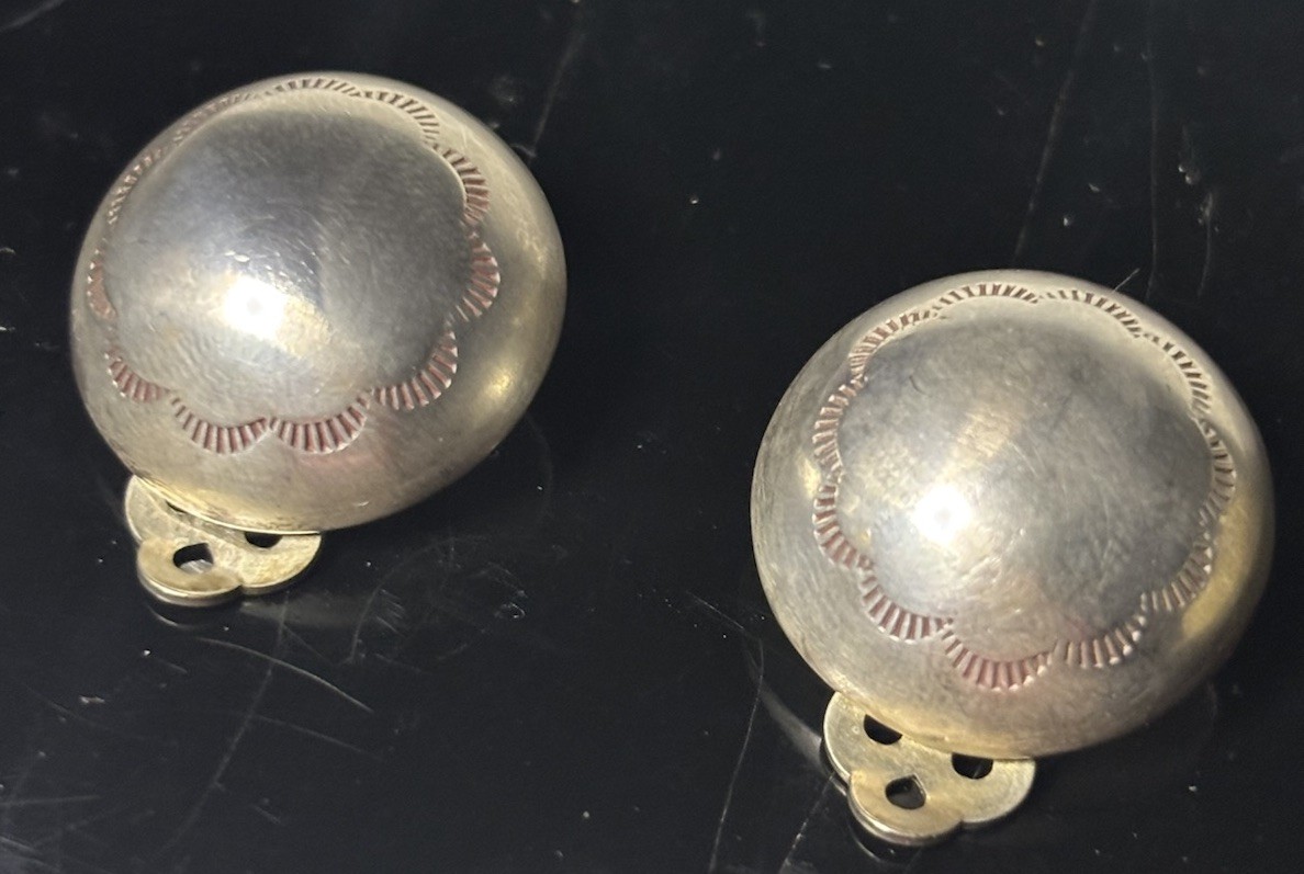 Vintage Embossed Sterling Clip On Earrings- Beautiful And Very Light!