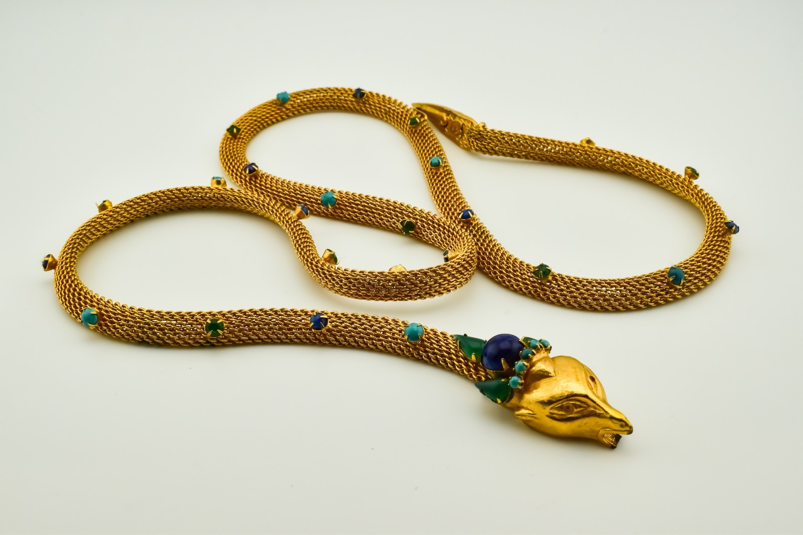 Original by Robert Jeweled Fox Head & Tail Belt Necklace