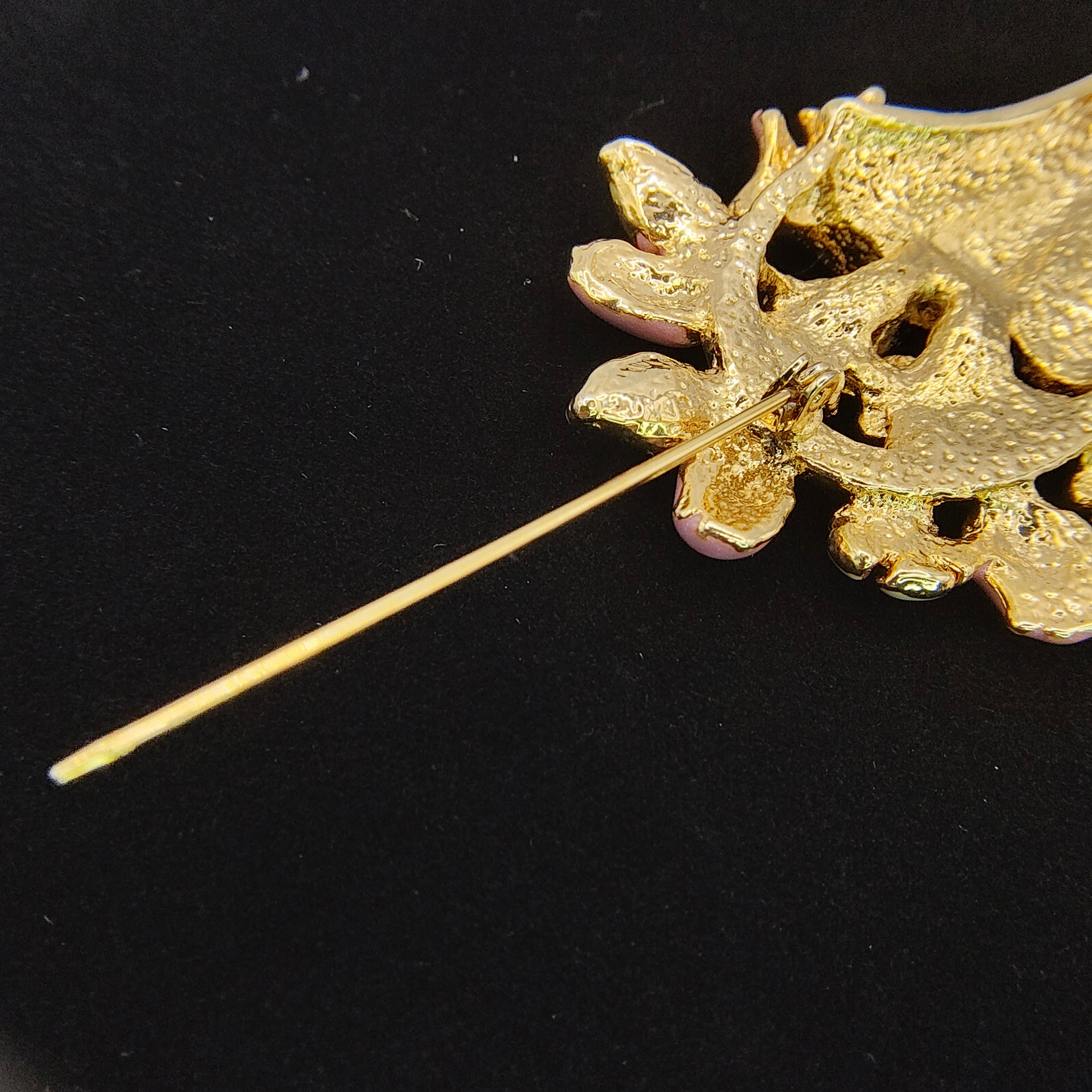 Vintage Flower Basket Brooch Pin Colorful Enamel Gold Tone Cottagecore