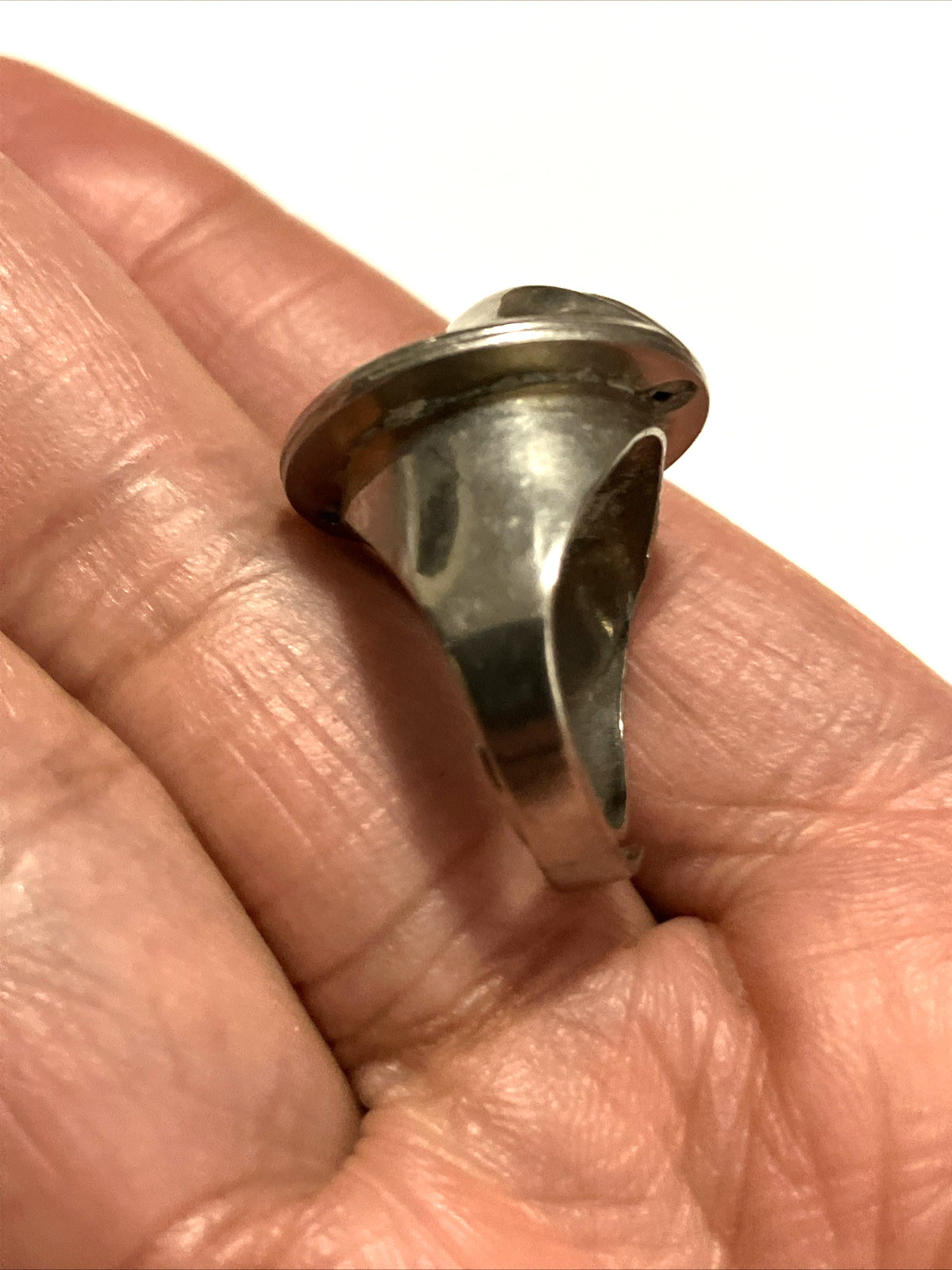 Vintage 1970s MCM Modernist Sterling S?Dome Ring Folded Wave Adjustable Band