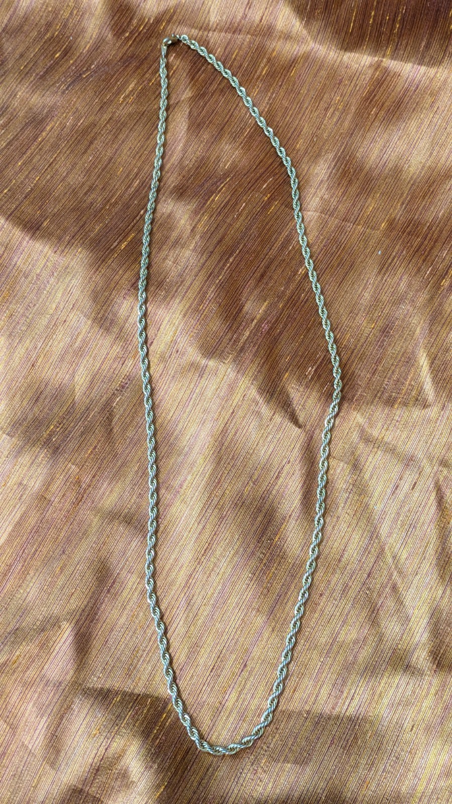 Vintage 80s Gold Plated Twist Chain Necklace 14 Inches With Lobster Claw Clasp