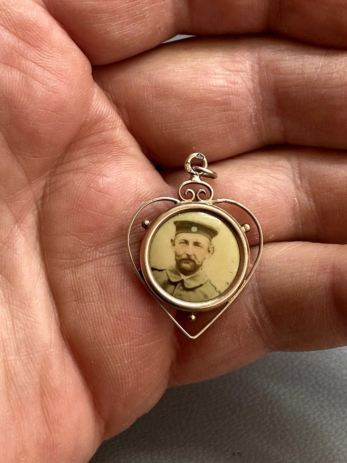 Antique Victorian Austrian Mourning Pendant Heart Sterling Silver & Gold Filled