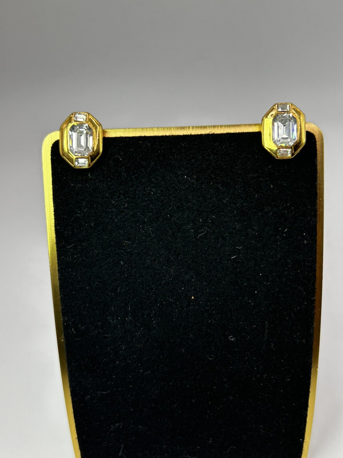 Vintage – Crown Trifari Rhinestone Clip Earrings – See Notes