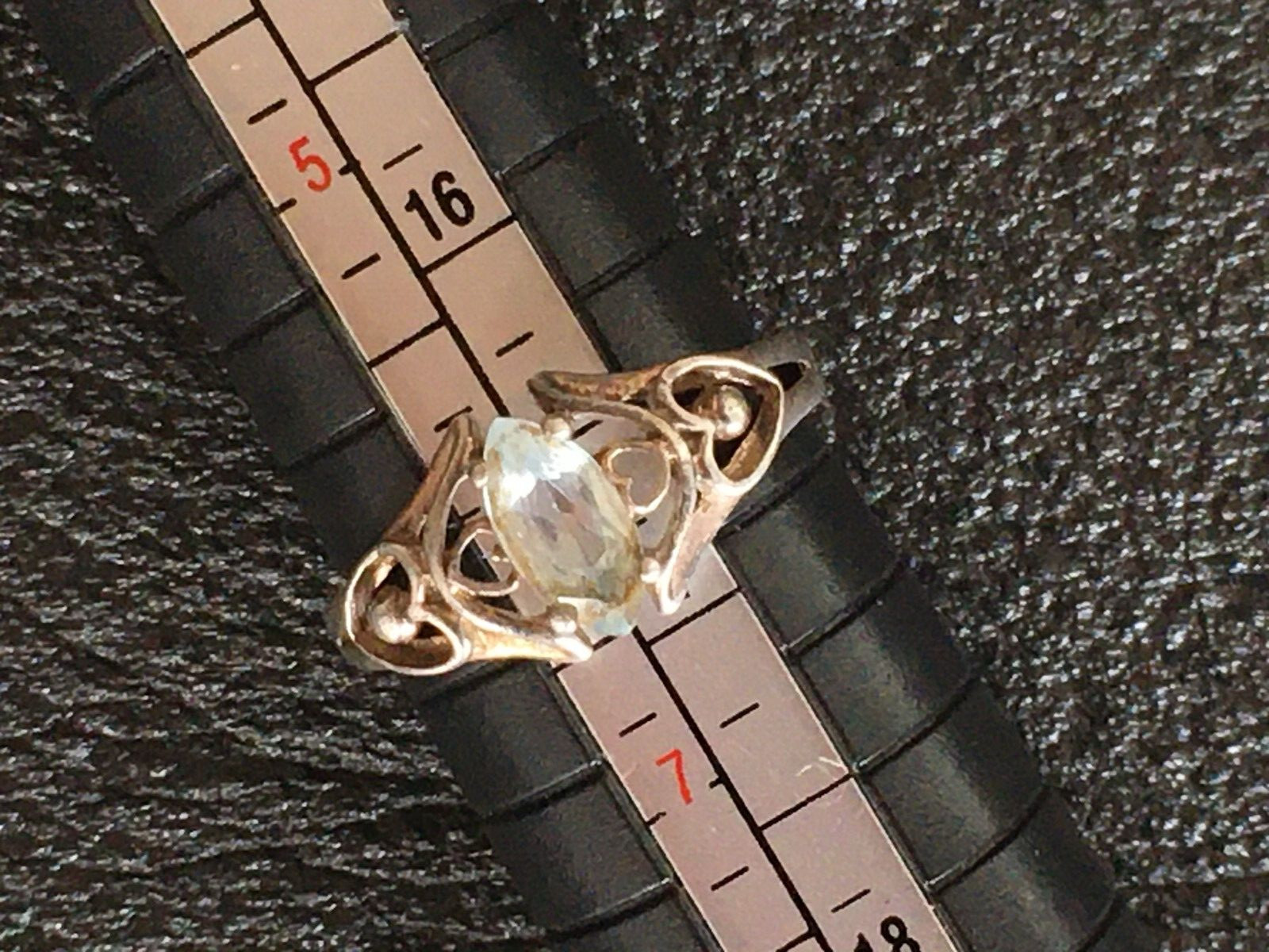 VTG .925 Sterling Silver Clear Colorless Topaz Heart Love Ring Sz 6.25 Signed NV