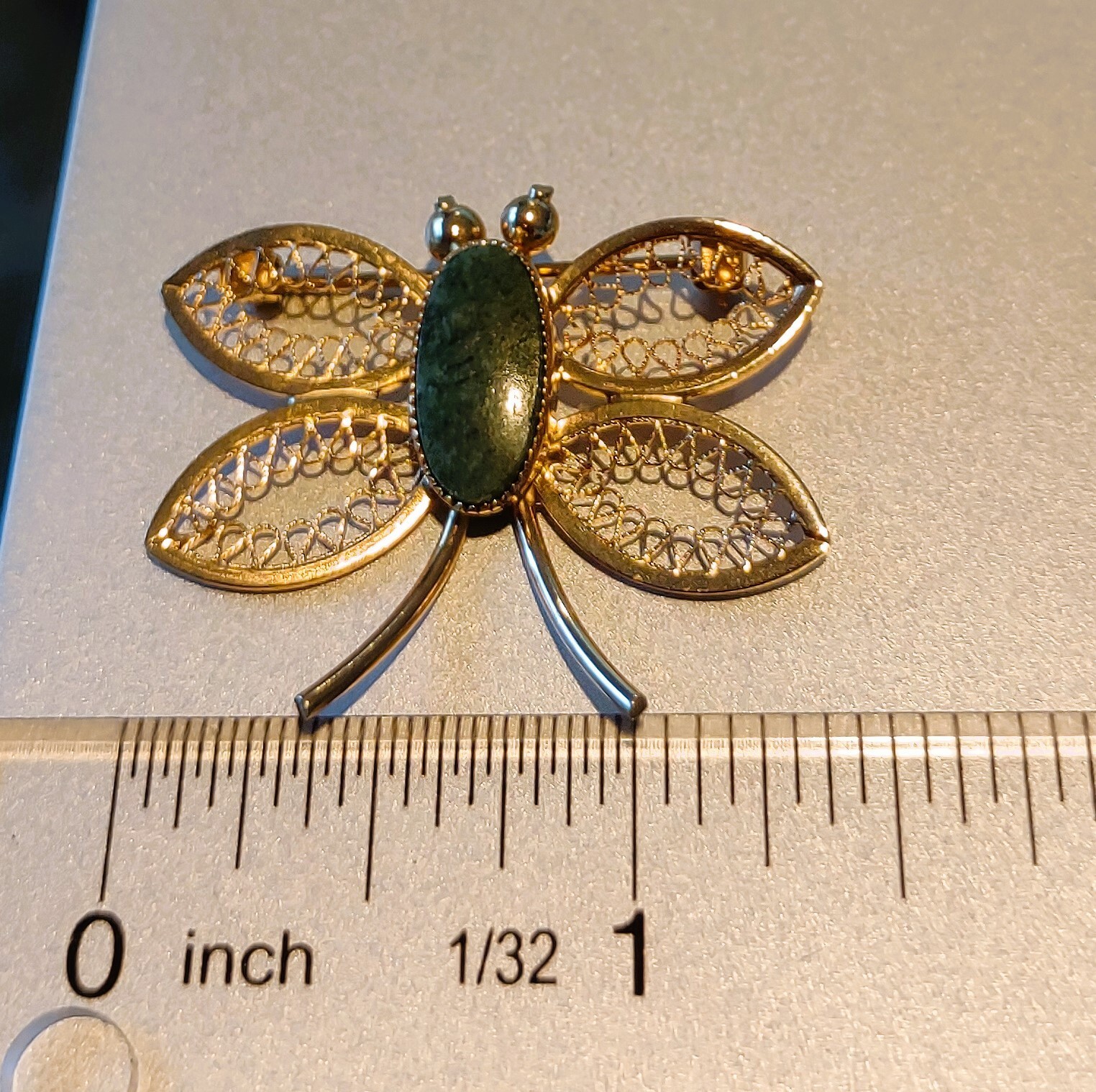 BUTTERFLY PIN CHRYSOPHASE 12k Gold Filled Unmarked Beautiful Delicate VIDEO