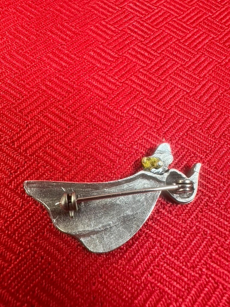 VTG Metal Church Angel Pin Multicolor Gem stone Christmas Holiday Fashion