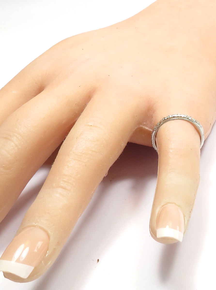 Rare Antique Platinum Diamond Vow Ring “Until Death Do Us Part” Size 5.5 UK-K1/2