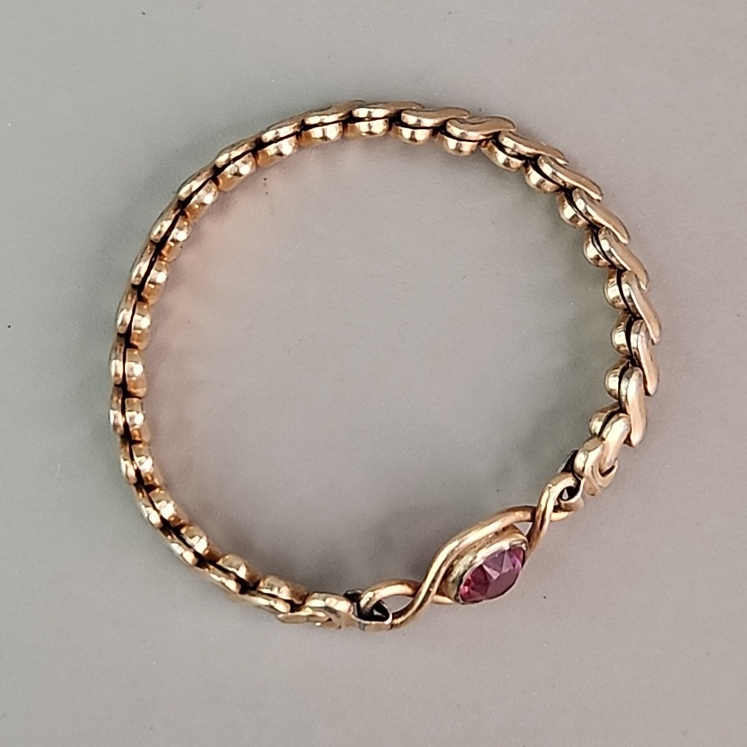 Vintage Sweetheart Expandable Bracelet 12K Gold Filled Pink Rhinestone
