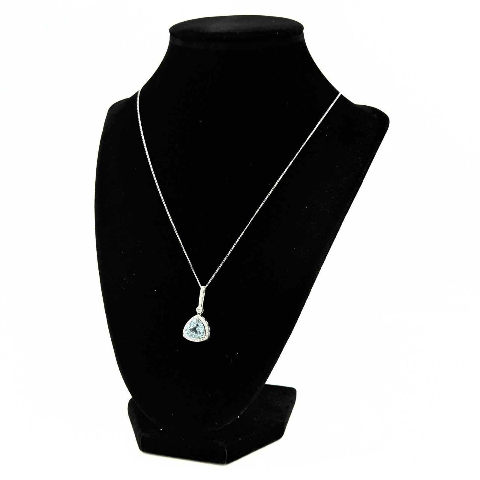 Contemporary Marked STS Sterling Silver Trillion Cut Topaz Necklace