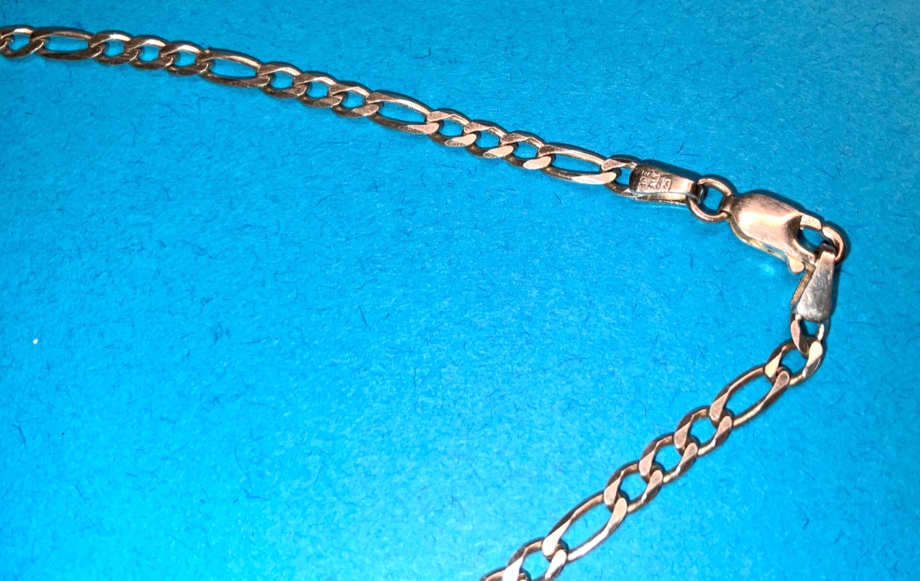 Vintage 925 Sterling Silver Sailboat Pendant & Figaro Chain Necklace 6g Nautical