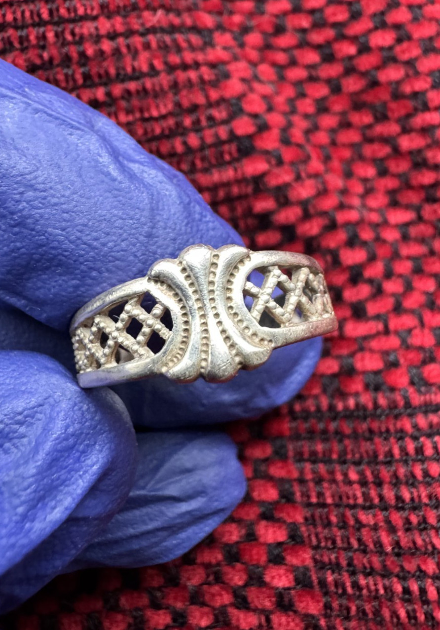 Vintage Post Soviet USSR Ukraine ring sterling silver 925 Size 8 Filigree