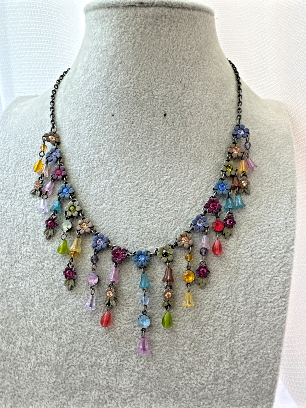 RARE Victorian Revival flower necklace colorful Modernist Jewelry y2k boho fairy