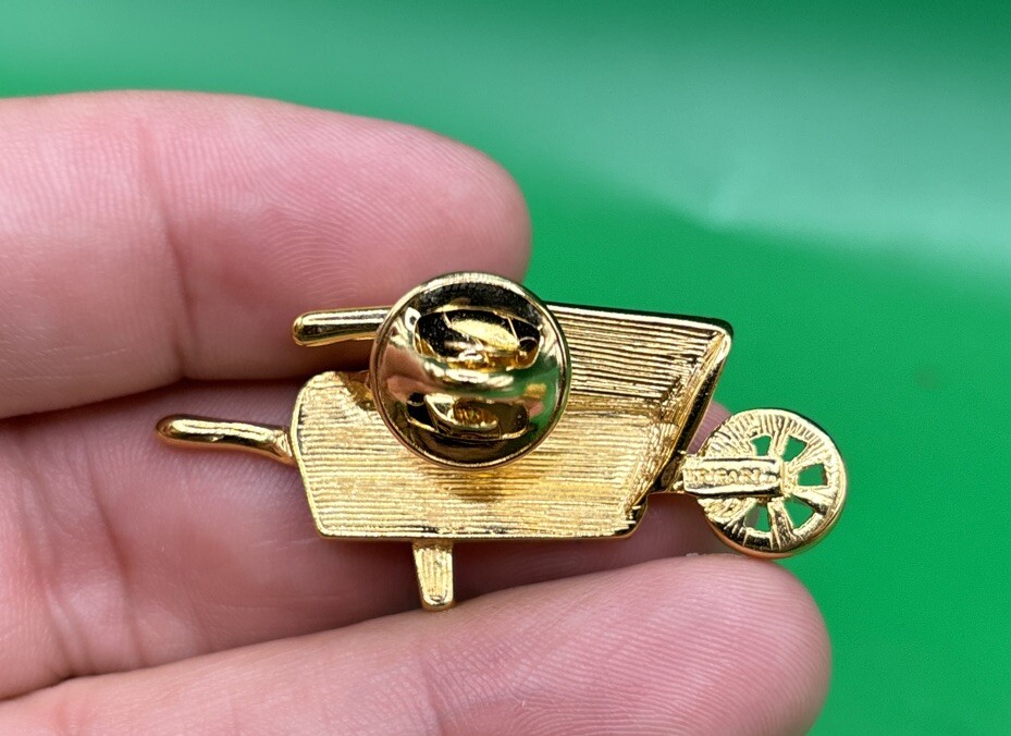 Vintage Signed Trifari Wheelbarrow Gold Tone lapel Pin Brooch Pinback