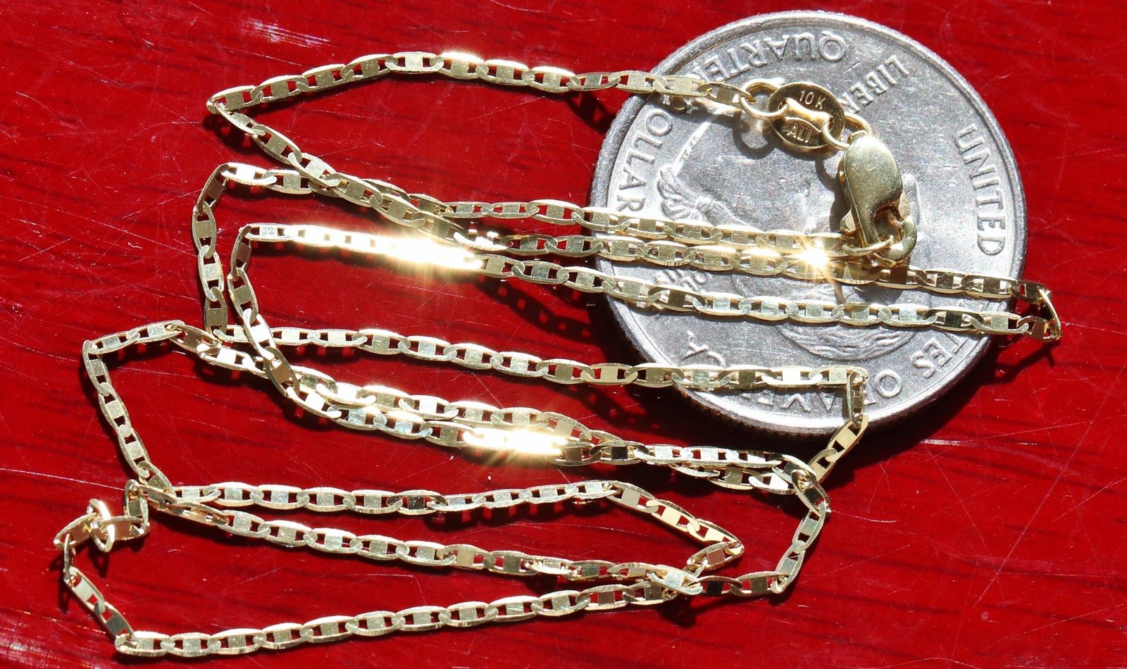 10k yellow gold necklace 18.0″ diamond cut mariner link chain vintage 1.6gr
