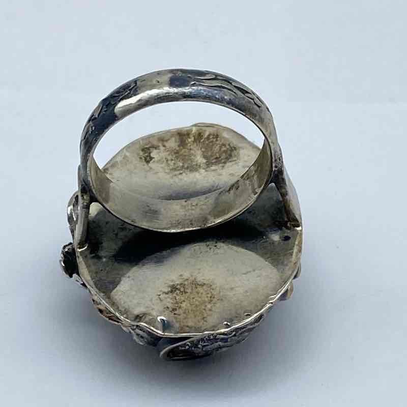 Shihara Sterling Silver 925 Quartz Ring Floral Mixed Metal Size 8.25